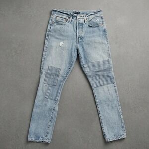 Levi's Made & Crafted Womens 501 Skinny Jeans Sashiko Patchwork 28x28 Blue